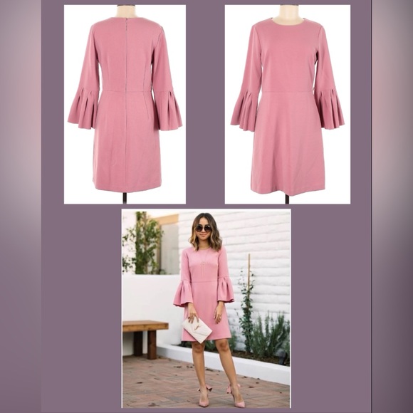 Ann Taylor Bell Sleeve Flare Dress in Pink Sea Shell Classic size 8 - Picture 1 of 4